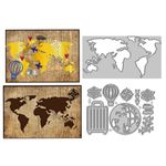 WADORN World Map Carbon Steel Cutting Die Cuts, Globetrotting Theme Metal Cutting Dies Stencils Map Guide Carbon Steel Embossing Stencil Cutting Template for DIY Scrapbooking Craft Paper Card Decor