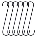 YourGift 6 Pack 10 inch Extra Long S Hooks Hanging Basket Hooks Heavy Duty S Hooks Extension Hooks for Hanging Plant, Hooks for Closet, Flower, Basket, Garden, Patio, Bird Feeder Hooks (Black)