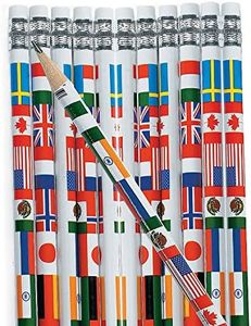 Multicultural Flags of the World Pencils (set of 24) Perfect teaching diversity in the Classrooms and Teacher Supplies
