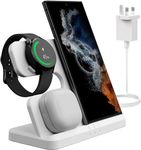 Wirelesss Charger Stand for Samsung galaxy S24 Ultra, Fast Charger with 18w Adapter for S24 S23 Ultra S22 S21, Z Flip Fold Series, Note 20/10/9 & Buds 2 Pro/LiveSamsung Galaxy Watch 5 Pro/4/3 (White)