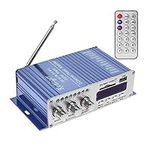 DollaTek 12V Hi-Fi Digital Stereo Audio Amplifier USB SD DVD FM Audio Stereo Radio MP3 Speaker Car Bluetooth Amplifier Mini 2 Channel Digital Display Power Player for Car/Boat/Motorcycle - Blue