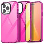 AICase Neon Clear Case Compatible with iPhone 15 Pro Max, Hot Pink Cute Women Girly Teen Girl Trendy Preppy Retro Colorful Aesthetic Protective Phone Case