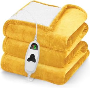 greenoak Heated Blanket Electric Throw 50"X60", Heating Blankets with 10 Heat Levels 8 Hours Auto-Off Overheat Protection, Soft Flannel Sherpa Fluffy House Warming GIF, ETL Certified Ginger Yellow
