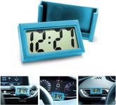 TSUGAMI Mini Digital Clock for Car Dashboard, Battery Operated & Clear LCD Screen Time Display, Small Digital Clock with Self-Adhesive Bracket, Stick On Watch for Auto, Truck, Motorcycle (Blue)