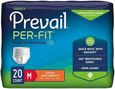 Prevail Per-Fit Moderate to Maximum Absorbency Incontinence Underwear Medium 20 Count (Pack of 4) Breathable Rapid Absorption Discreet Comfort Fit Adult Diapers