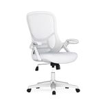 Flash Furniture High Back White Mesh Ergonomic Swivel Office Chair with White Frame and Flip-up Arms