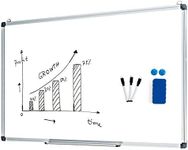 Giantex Dry Erase Board, Wall Mounted Board with Detachable Tray, Aluminum Frame Magnetic Whiteboard with 3 Dry Erase Markers, 2 Magnets & 1 Eraser for School, Home, Office (90 x 60 cm)