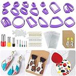 SENHAI Polymer Clay Cutters for Earrings, 18 Clay Earring Cutter Different Shape Plastic for Polymer Clay Earring Jewelry Making, with Earring Cards, Hooks, Circle Shape Cut Mold