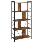 VASAGLE Storage Unit, Bookcase, 5 Tiers, Open Compartments, Office Living Room, Bedroom, Industrial Style, Rustic Brown and Black LBC121B01