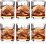 AZTEC Whiskey Glasses Set of 6, 350 ML Stylish Old Fashion Rocks Tumblers Lead-Free Glassware for Scotch Bourbon Cognac Brandy Cocktail Old Fashioned Cocktail Tumblers (6)