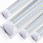 LED Shop Light, 4FT 40W 5000LM 5000K, Daylight White, V Shape, Clear Cover, Hight Output, Linkable Shop Lights, T8 LED Tube Lights, LED Shop Lights for Garage 4 Foot with Plug (Pack of 4)