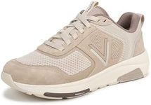 Vionic Women's Walk Strider Knit Sneaker, Lucid Beige Leather and Knit, 8 Wide