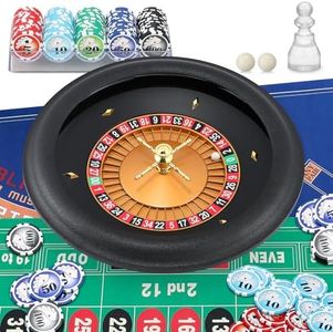 Proshine 18" ABS Roulette Wheel Set with 47.2*23.6” Double-Sided Tablecloth