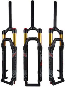 BOLANY Air MTB Suspension Fork 26/27.5/29, Rebound Adjust Straight Tube 28.6mm QR 9mm Travel 120mm Manual/Crown Lockout Mountain Bike Forks, Ultralight Gas Shock XC Bicycle-Black Gold, 29