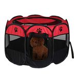 Youyijia Portable Pet Playpen Puppy Playpen Pet Dog Cat Playpen Cage Crate 91 x 91 x 58cm Soft Fabric Foldable Pet Indoor Outdoor for Rabbit Hamster Guinea Pig Brown Red