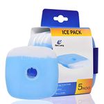 Cold Ice Freezer Pack for Lunch Box/Bag Original Cool Healthy Reusable Hard Slim Lightweight Long Lasting for Coolers Backpack Outdoor Camping (130g,Set of 5)