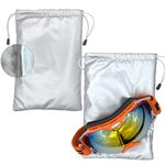 Puffer Ski and Snow Goggle Soft Case, Waterproof Microfiber Goggle Bag,Down Cotton Padded with Suede Liner,Puffer Drawstring Pouch for Goggles, Lens, iPad Mini(2 Pack)