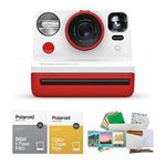 Polaroid Originals Now Viewfinder i-Type Instant Camera (Red) Bundle w/Color & B&W Instant Film & Polaroid Accessory Kit (4 Items)