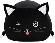 Black Cute Cat Toy Organizers Stuffed Animal Storage Bean Bag Chair for Boys and Girls, Home Game & Recreation Room Kids Furniture Beanbags