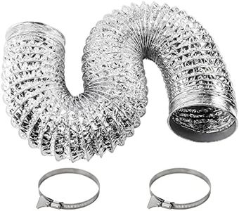 Funmit Dryer Vent Hose Kit - 4 In Diameter by 5 Ft Length - with 2 Stainless Steel Worm Clamp - Flexible Universal Aluminum Foil Non-Insulated - Silver