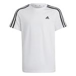 adidas Unisex Kids Essentials 3-Stripes Cotton Tee, White/Black, 15-16 Years