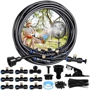 8M Système de Brumisation,Brumisateur Extérieur,Système de Brumisation Extérieur Fan, Brumisateur Terrasse avec 8 Buse Brumisateur, Système de Brumisateur Extérieur pour Jardin Serre Piscine