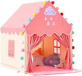 Kids Play Tent with Rug for Girls Large Fairy Playhouse for Kids Princess Castle Tent Gift Toys for Girl Toddler Children Play House (Tent with Rug)