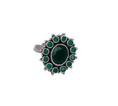Shyle 925 Solid Sterling Silver Ring,Essence Green Scintillating Ring, Statement Adjustable Ring,Handcrafted Oxidized Silver Ring, Well Stamped with 925,Gift For Her,Traditional Jewellery