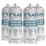 Polar Flawless Lacquer Spray - 4x400ml, Clear - Protective Coating for Wood, Ceramic, Glass, Plastic & Metal - Scratch Resistant & UV Protection - Primer for DIY, Interior & Exterior - Gloss Finish