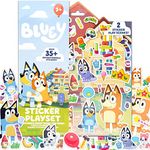 Bluey Sticker Playset, Over 35 Reusable Bluey Stickers, 2 Sticker Play Scenes, Bluey & Bingo Removable Stickers, Puffy Bluey Repositionable Stickers for Kids, Perfect for Travel, Screen-Free Fun