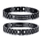 VNOX Personalized Religious Jewelry-Engraved Inspirational Christian Faith Bible Verse Quote Wristbands Elegant Link Bracelet Encouragement Gift,Cassic Watch Band Strap Design, 0.4*8.2 inches,