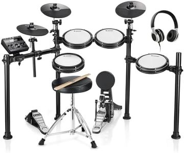 Donner DED-200 Electric Drum Sets with Quiet Mesh Drum Pads, 2 Cymbals w/Choke, 31 Kits and 450+ Sounds, Throne, Headphones, Sticks, USB MIDI, Melodics Lessons (5 Pads, 3 Cymbals)