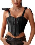 Alivila.Y Fashion Womens Burlesque Lace Underbust Corset Bustier, Black Satin, Small