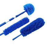 U.S. Duster Company Triple Action Microfiber Dusting Kit with 18-20 feet Aluminum Telescopic Extension Pole - Webster Cobweb Duster, Cathedral Ceiling Fan Duster, Plus Chenille Duster