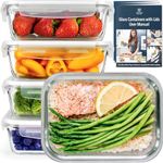 Glass food storage containers with lids - 5 Pack - glass meal prep containers, airtight Lunch Box for Kitchen Storage & Organisation - 850ml / 28oz