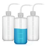 WILLIZTER 500ml Safety Wash Bottle Tattoo Wash Bottles with Scale Labels Plastic Lab Squeeze Bottle for Tattoo Supplies Medical Squirt Wash Bottle (3PACK)