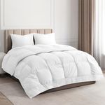 Queen Size, White Alternative Down Comforter - Warm, Lightweight, Luxury, & Breathable Hotel Quality Bedding Set - All Season Fluffy & Cozy Oversized Cooling Microfiber Duvet Insert Comforter