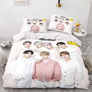 3 Pièces Housse De Couette Et Taie d'oreiller 50x75cmx2, 3D BTS BTS, Parure Housse Couette 220x240 Ado Garçon, Duvet Covers Bedding, Housse De Couette Avez Fermeture Éclair