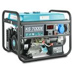 Petrol electric generator KS 7000E, power generator 5000W, manual/electric start, AVR, low oil level indicator, overload and short circuit protection,copper winding,silent generator