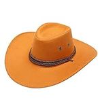 Iced Tea Cowboy Adult Casual Solid Summer Western Fashion Cowboy Sun Hat Wide Brim Travel Sun Cap Holster Kids, orange, One Size