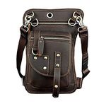 Leather Drop Leg Bag Waist Pack for Men Travel Outdoor Sports Motorcycle Bike Cycling Tactical Hiking Hunting Rivet Steampunk Shoulder Crossbody Sling Pouch