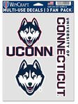 WinCraft UConn University Connecticut Huskies Multi-Use Decal 3 Fan Pack, 5.5" x 7.75" Inch Sheet