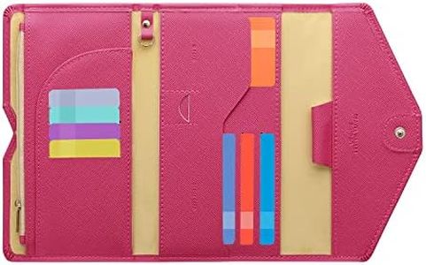 Zoppen Multi-Purpose RFID Blocking Travel Passport Wallet (Ver.4) Tri-fold Document Organizer Holder, 7 Rose Red (Red) - TG001