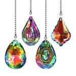 4 Pieces Crystal Ceiling Fan Pull Chain Rainbow Maker Pull Chain Extension with Connector