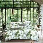 MILDLY Tropical Bedding Set - 100% Egyptian Cotton Green Palm Leaf Printed Luxury Duvet Cover Set- Reversible Percale Comforter Cover Set King Size (No Comforter)