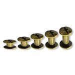 100 Sets Chicago Screws,5 Size Leather Screw Rivets, Flat Head Screw Copper Rivets Buttons Chicago Binding Screws Leather Rivets Kit with Storage Box for Leather, Crafts, Belts, Handbags Bronze