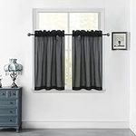 Black Short Sheer Kitchen Curtains 