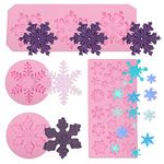 Snowflake Fondant Silicone Molds 4 Pcs, Christmas Series Chocolate Molds for Cake Decoration Cupcake Topper Candy Sugar Craft Gum Paste Resin Clay