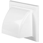 Awenta 4'' Inch Exhaust Hood Vent with Rain Cover, White, Outdoor Air Vent Cover, HVAC Clothes Dryer Vent Duct Cover, 7-1/2'' x 7-1/2'' Inch Exhaust Cap - 100MM (190X190MM)