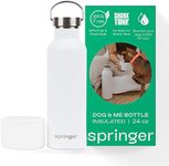 Springer Dog and Me 24oz Stainless Steel Insulated Water Bottle - Cold for 12+ Hours – Portable Dog Water Bottle with Integrated Travel Water Bowl for Dogs, Portable Dog Water Bottle – White